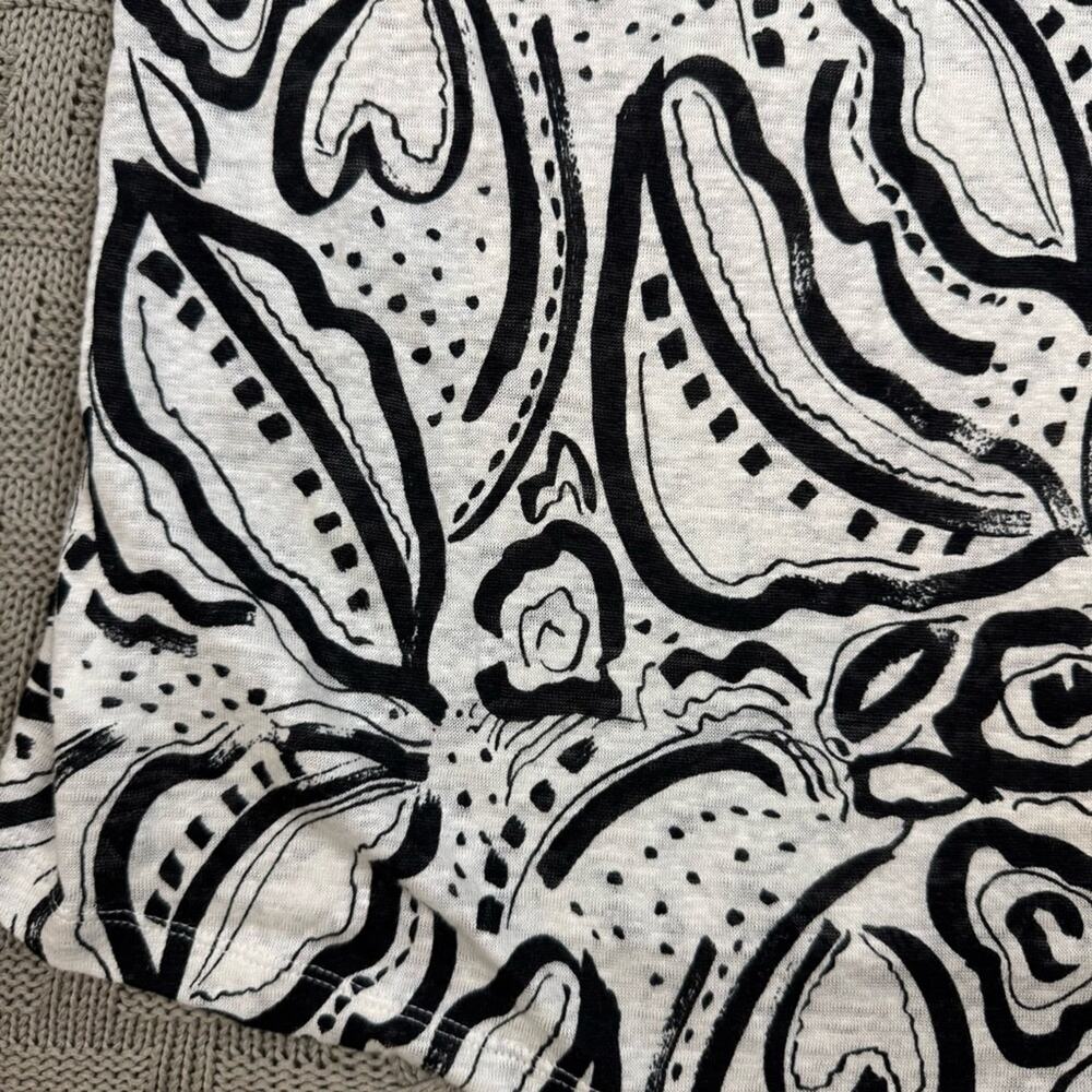 C&C California Women’s Linen Abstract Black and White Women's Top ~ M - Picture 11 of 12